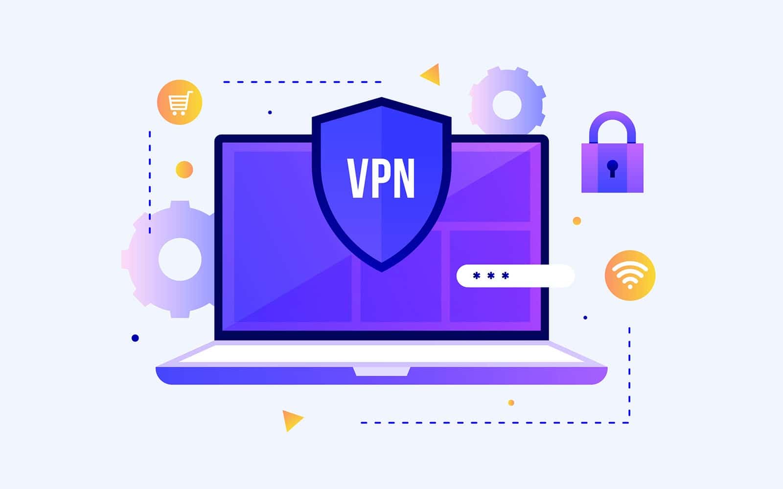 laptop showing VPN connection